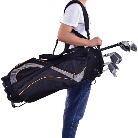9 Inch Golf Stand Bag Divider Carry Pockets Storage - Color: Black W2B