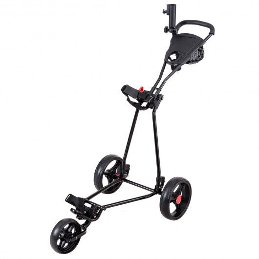 3 Wheel Durable Foldable Steel Golf Cart with Mesh Bag W2B