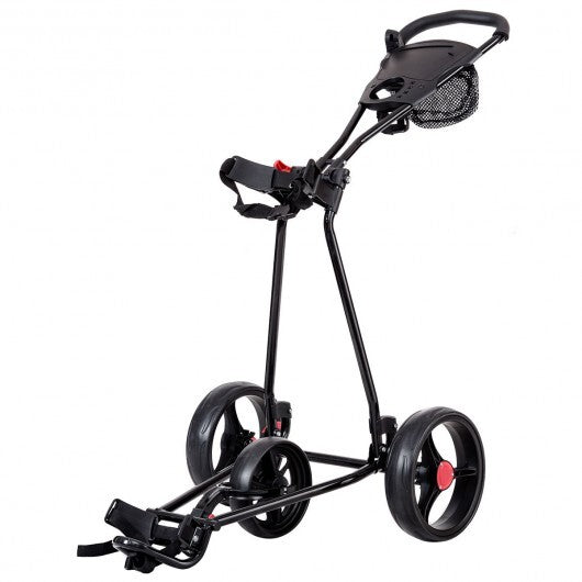 3 Wheel Durable Foldable Steel Golf Cart with Mesh Bag W2B