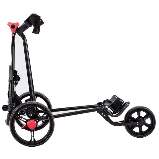 3 Wheel Durable Foldable Steel Golf Cart with Mesh Bag W2B