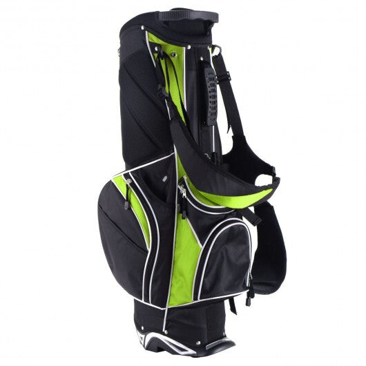 Golf Stand Cart Bag with 6-Way Divider Carry Pockets-Green - Color: Green W2B