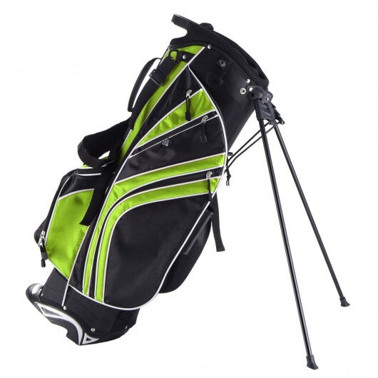 Golf Stand Cart Bag with 6-Way Divider Carry Pockets-Green - Color: Green W2B