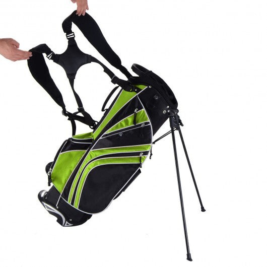 Golf Stand Cart Bag with 6-Way Divider Carry Pockets-Green - Color: Green W2B