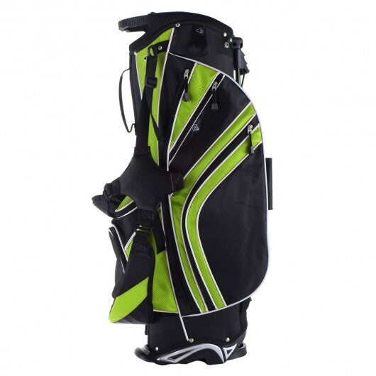 Golf Stand Cart Bag with 6-Way Divider Carry Pockets-Green - Color: Green W2B
