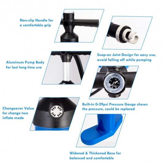 Double Action Manual inflation SUP Hand Pump with Gauge W2B