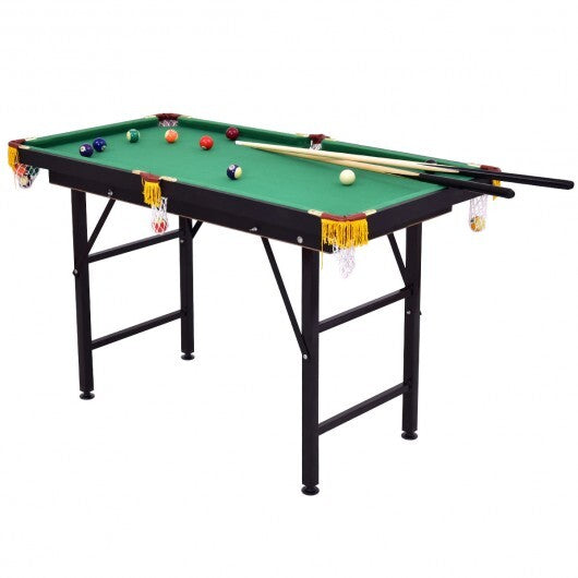47 Inch Folding Billiard Table with Cues and Brush Chalk -Green W2B
