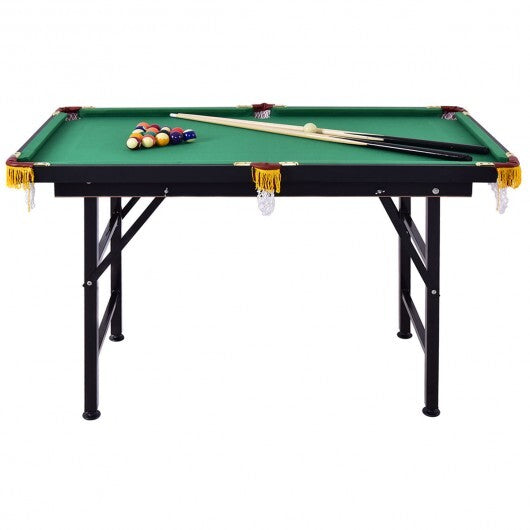 47 Inch Folding Billiard Table with Cues and Brush Chalk -Green W2B