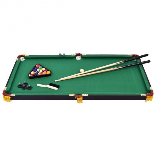 47 Inch Folding Billiard Table with Cues and Brush Chalk -Green W2B