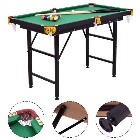 47 Inch Folding Billiard Table with Cues and Brush Chalk -Green W2B