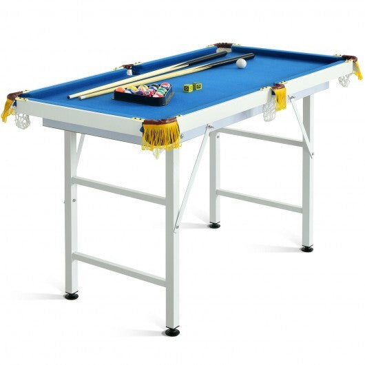 47 Inch Folding Billiard Table with Cues and Brush Chalk -Green W2B