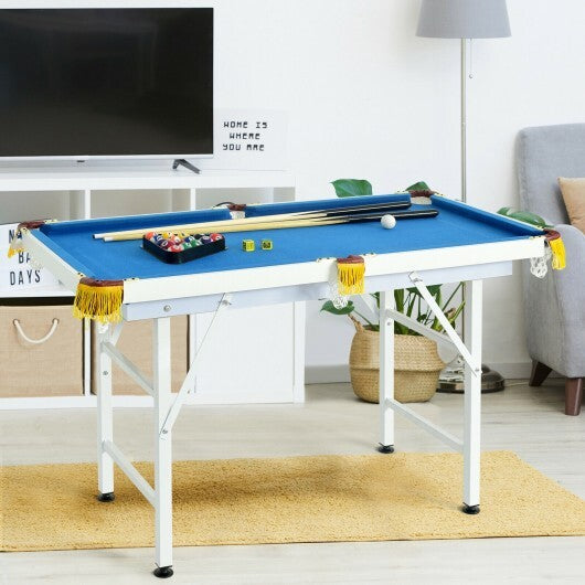 47 Inch Folding Billiard Table with Cues and Brush Chalk -Green W2B