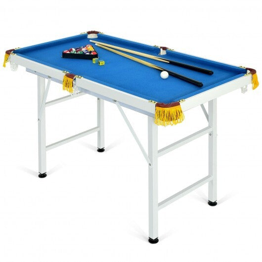 47 Inch Folding Billiard Table with Cues and Brush Chalk -Green W2B