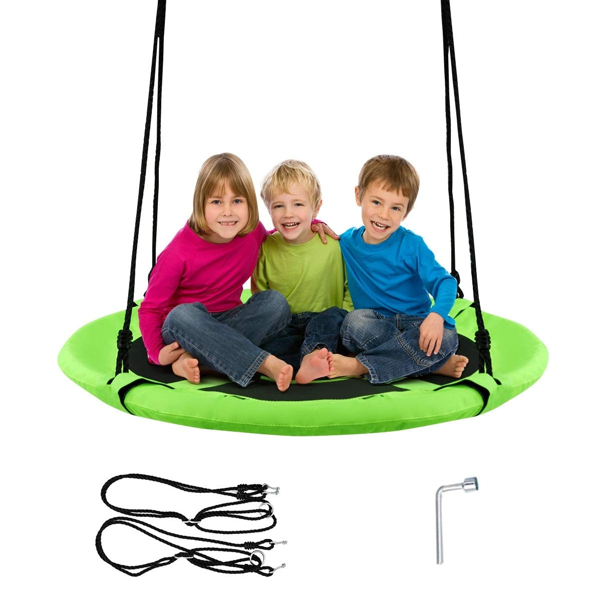 40 Inch Flying Saucer Tree Swing Indoor Outdoor Play Set-Green - Color: Green W2B
