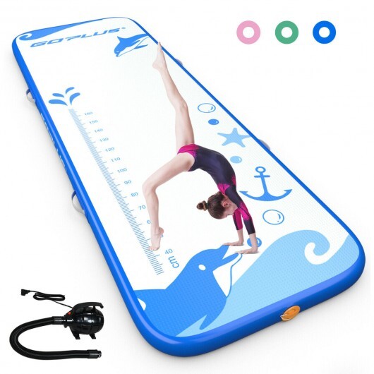 10 Feet Inflatable Gymnastic Tumbling Mat with Electric Pump-Blue W2B