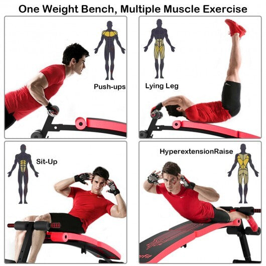 Abdominal Twister Trainer with Adjustable Height Exercise Bench-Red W2B
