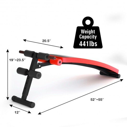 Folding Weight Bench Adjustable Sit-up Board Workout Slant Bench-Red W2B