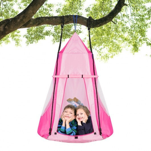 2-in-1 40 Inch Kids Hanging Chair Detachable Swing Tent Set-Pink - Color: Pink W2B