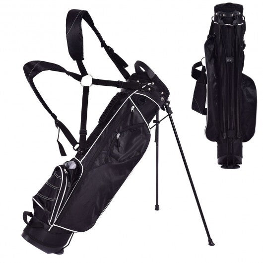 Golf Stand Cart Bag with 4 Way Divider Carry Organizer Pockets-Black - Color: Black W2B