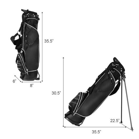 Golf Stand Cart Bag with 4 Way Divider Carry Organizer Pockets-Black