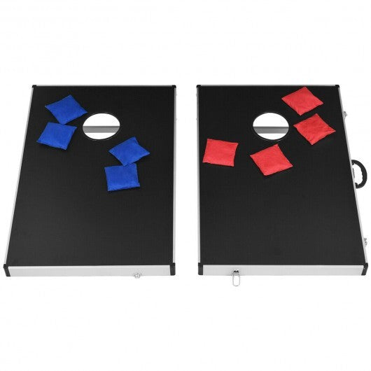 Cornhole Set with Foldable Design and Side Handle - Color: Black W2B