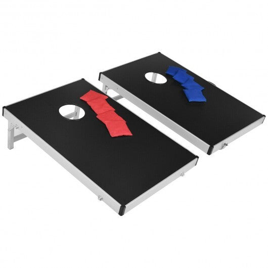 Cornhole Set with Foldable Design and Side Handle - Color: Black W2B