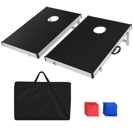 Cornhole Set with Foldable Design and Side Handle - Color: Black W2B