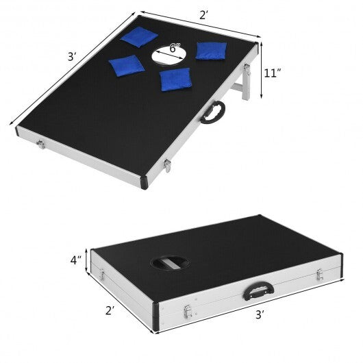 Cornhole Set with Foldable Design and Side Handle - Color: Black W2B