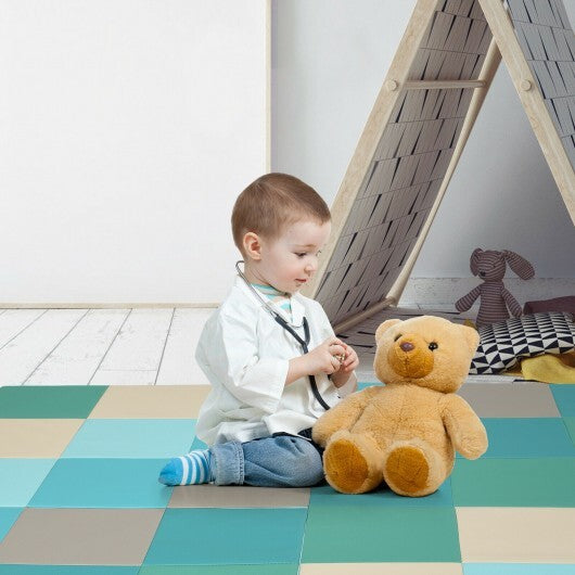 58 Inch Toddler Foam Play Mat Baby Folding Activity Floor Mat-Light Blue - Color: Light Blue W2B