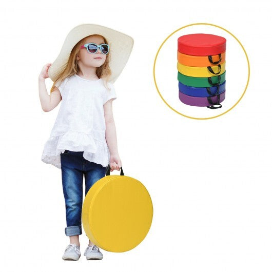 6 Pieces 15 Inch Round Toddler Floor Cushions for Kids-Multicolor W2B