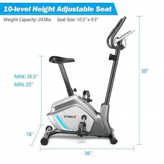 Magnetic Stationary Upright Exercise Bike with LCD Monitor and Pulse Sensor