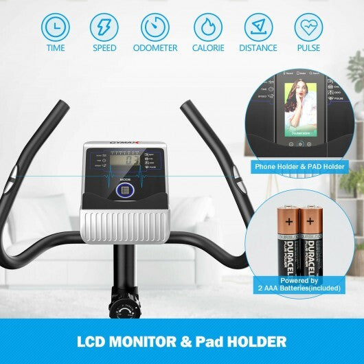 Magnetic Stationary Upright Exercise Bike with LCD Monitor and Pulse Sensor