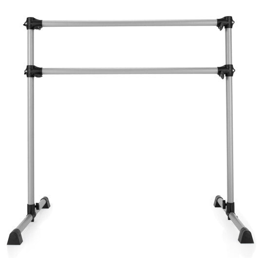 4 Feet Double Ballet Barre Bar with Adjustable Height-Silver W2B