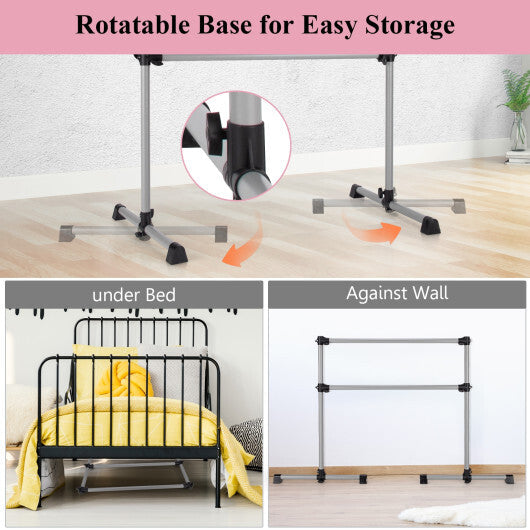 4 Feet Double Ballet Barre Bar with Adjustable Height-Silver W2B