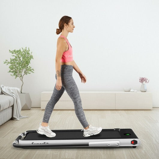 2-in-1 Folding Treadmill with Remote Control and LED Display-Red