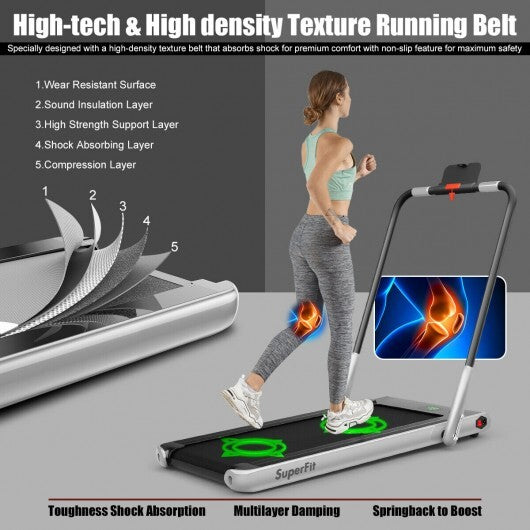 2-in-1 Folding Treadmill with Remote Control and LED Display-Red