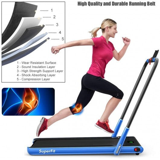 2-in-1 Folding Treadmill with Remote Control and LED Display-Red