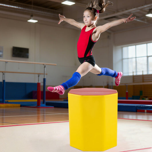 24.5 Inch x 24.5 Inch Octagon Gymnastics Mat with Waterproof Zippered Cover-Yellow W2B