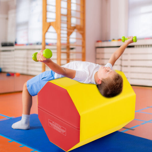 24.5 Inch x 24.5 Inch Octagon Gymnastics Mat with Waterproof Zippered Cover-Yellow W2B