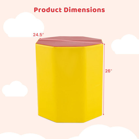 24.5 Inch x 24.5 Inch Octagon Gymnastics Mat with Waterproof Zippered Cover-Yellow W2B