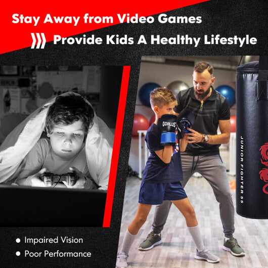 5 Pieces 40Lbs Filled Punching Boxing Set with Jump Rope and Gloves W2B