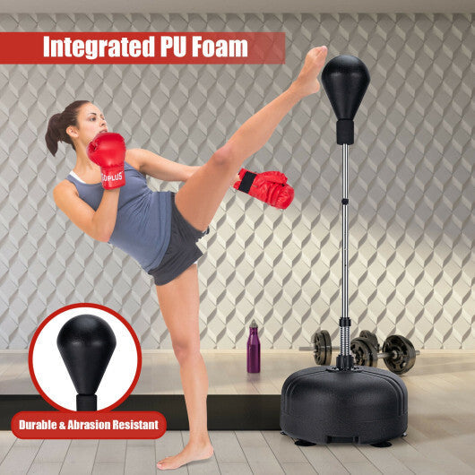 Adjustable Freestanding Punching Bag with Boxing Gloves-Black W2B