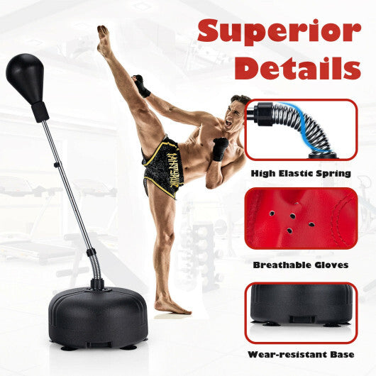 Adjustable Freestanding Punching Bag with Boxing Gloves-Black W2B