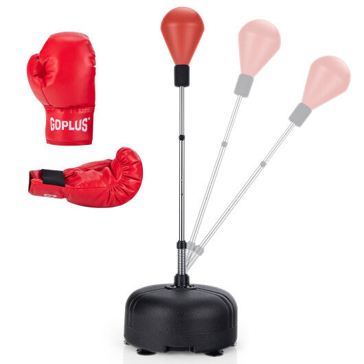 Adjustable Freestanding Punching Bag with Boxing Gloves-Black W2B