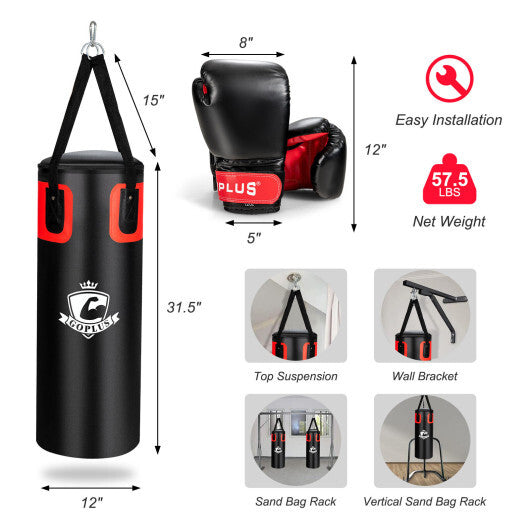 Filled Punching Bag Set with Boxing Gloves- 63 lbs