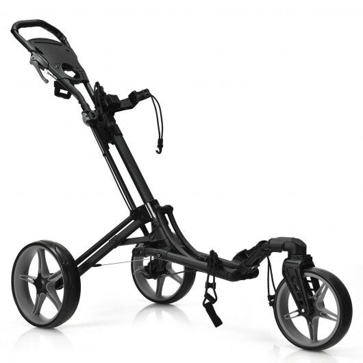 Folding Golf Push Cart with Scoreboard Adjustable Handle Swivel Wheel-Green W2B