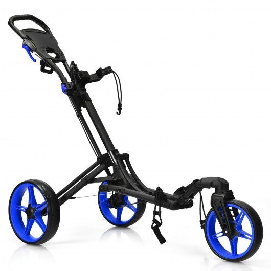Folding Golf Push Cart with Scoreboard Adjustable Handle Swivel Wheel-Green W2B