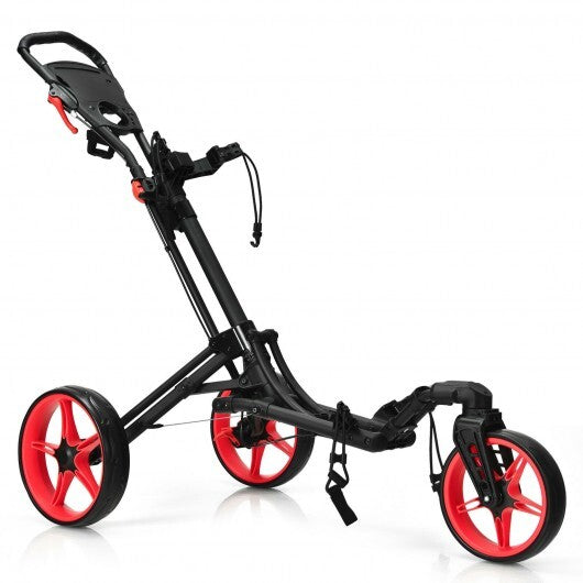 Folding Golf Push Cart with Scoreboard Adjustable Handle Swivel Wheel-Green W2B
