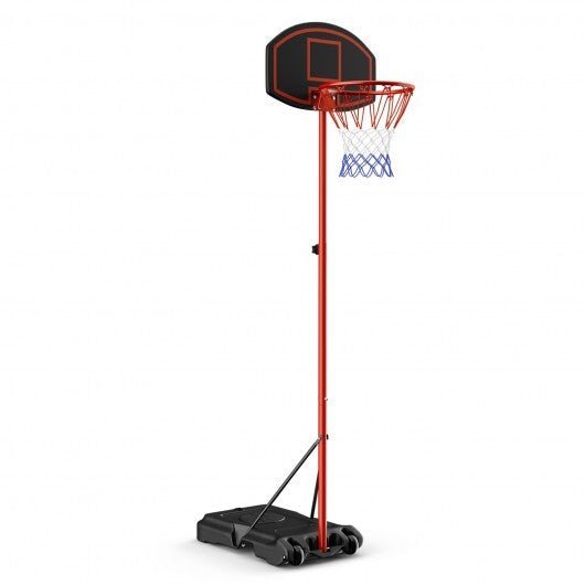 Adjustable Basketball Hoop System Stand Portable with 2 Wheels Fillable Base-Black & Red W2B