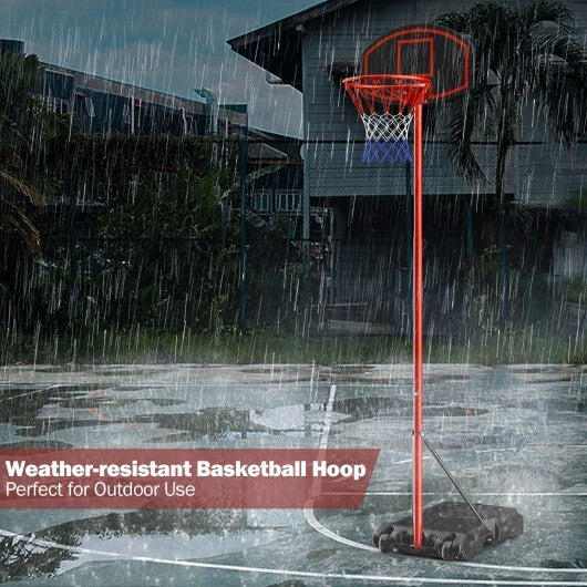 Adjustable Basketball Hoop System Stand Portable with 2 Wheels Fillable Base-Black & Red W2B