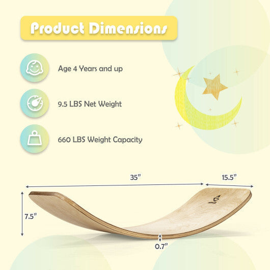 12 Inch Wobble Board for Balance Training-Natural W2B